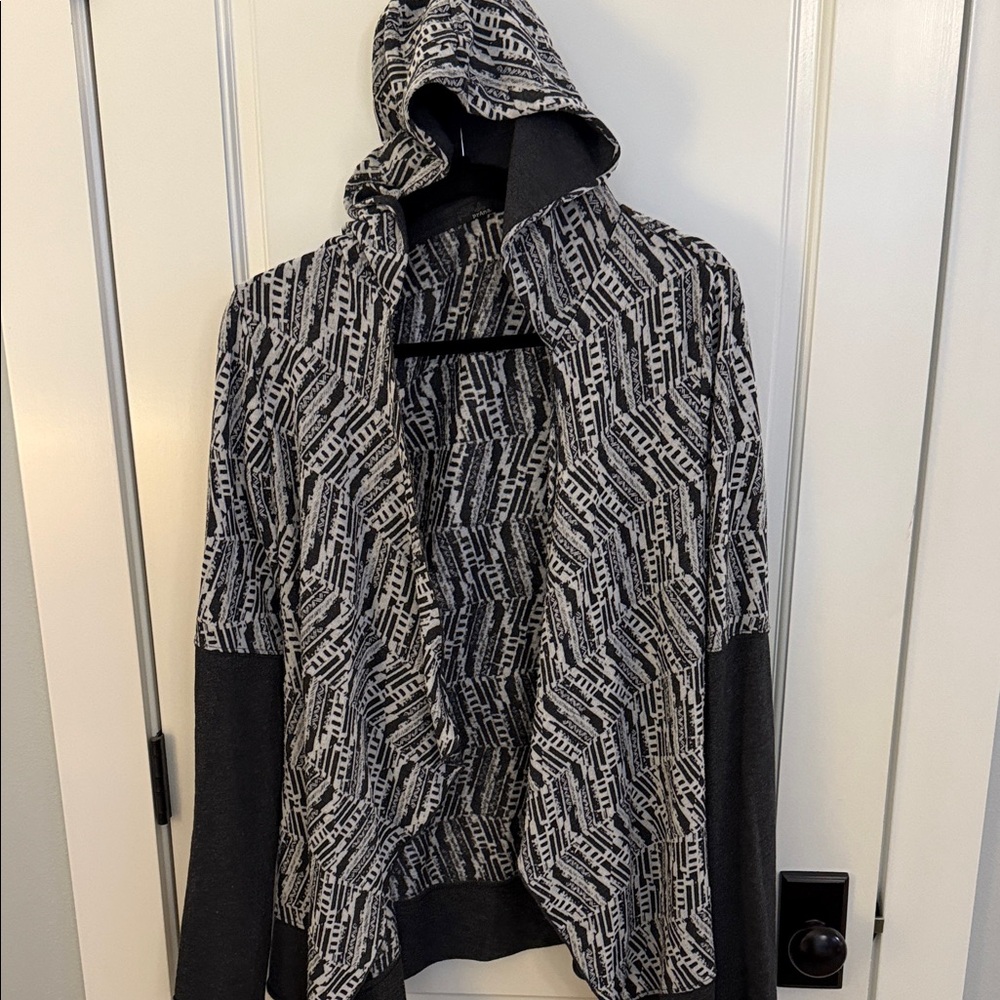 Prana Black and White Patterned cardigan Hoodie